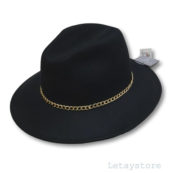 NWT CINTELLI & GALLUZZO Italy Wool Chain Strap Felt Fedora Hat